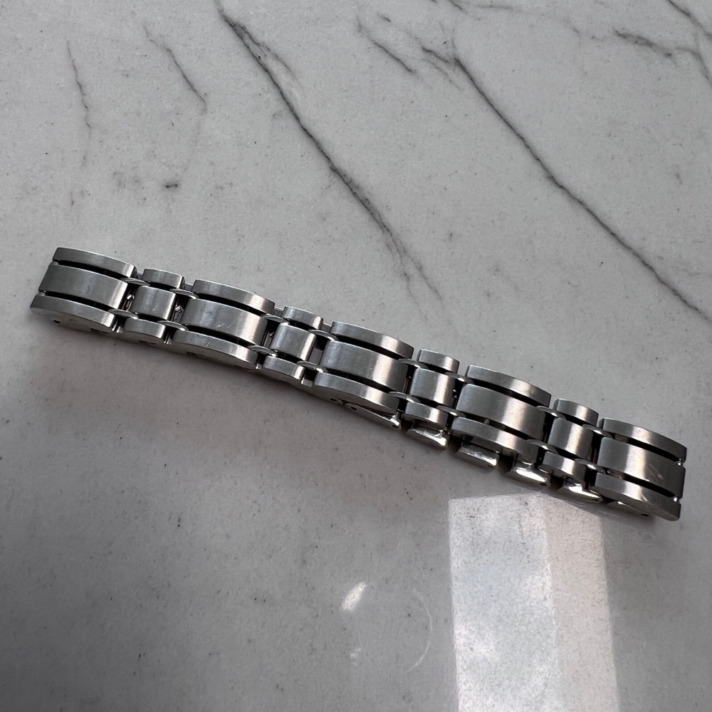 Stainless steel.  Watch Link Men’s Bracelet